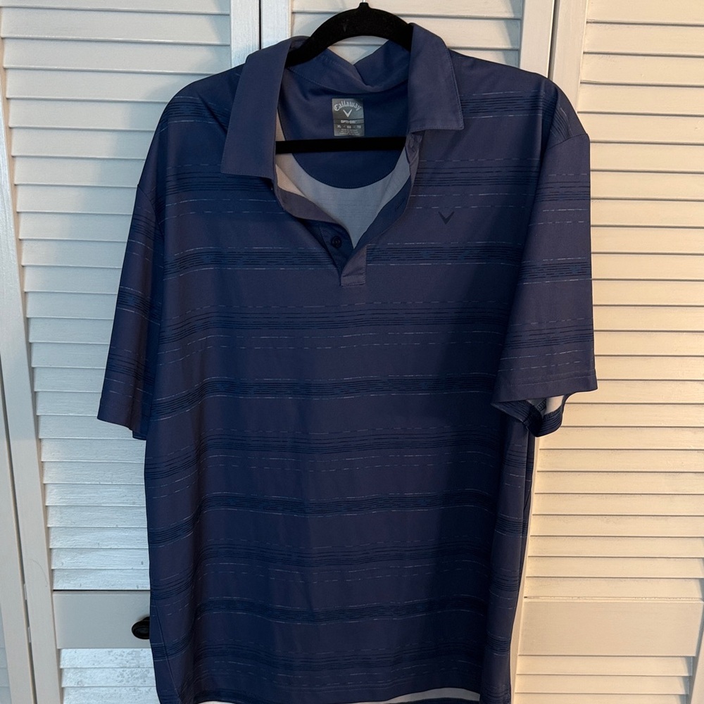 Callaway Navy Striped Polo Shirt